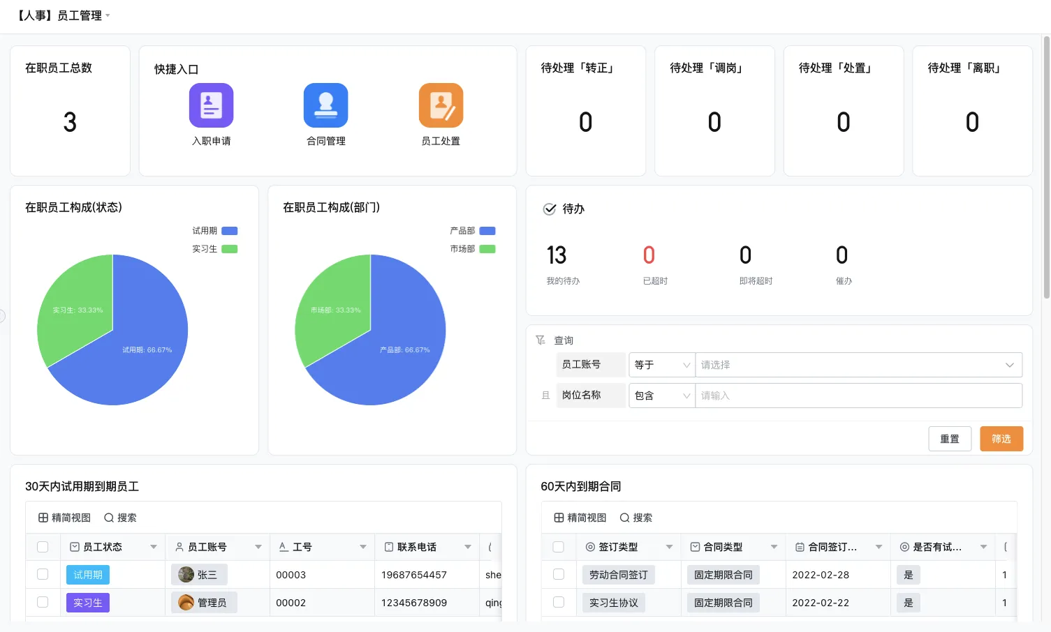 人事行政系统展示图